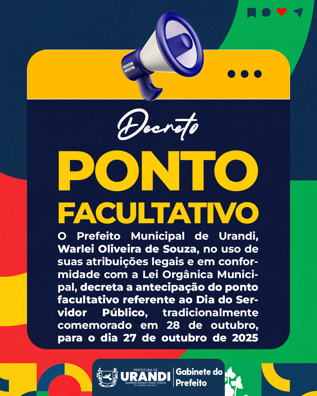 Ponto facultativo do Dia do Servidor Público é antecipado para 27 de ...